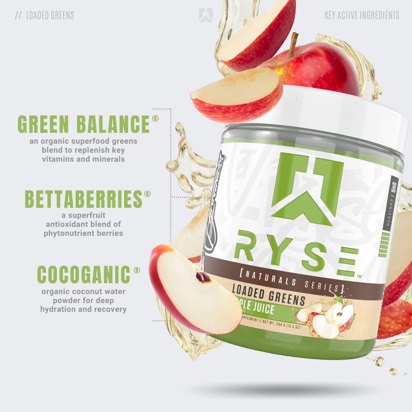 Greens Balance and BettaBerries ingredients label