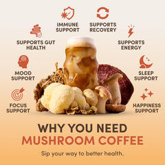 MCT oil alongside mushroom coffee for added healthy fats