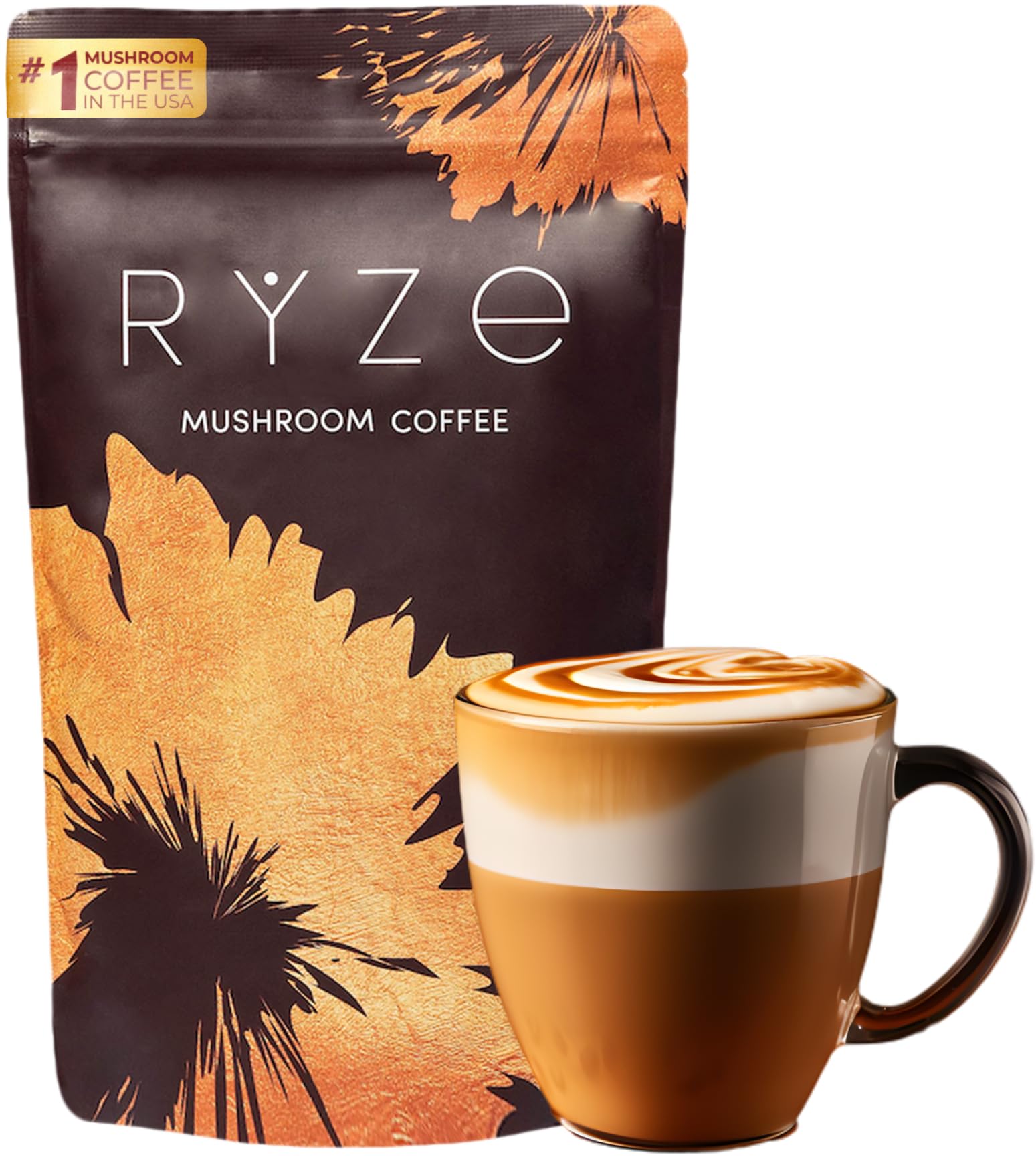 RYZE Mushroom Coffee medium roast, USA grown, USDA Organic, 30 servings