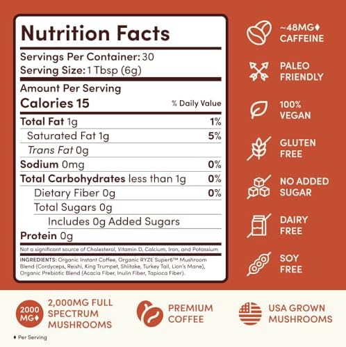 RYZE mushroom coffee brew with steam offers clean energy and focus