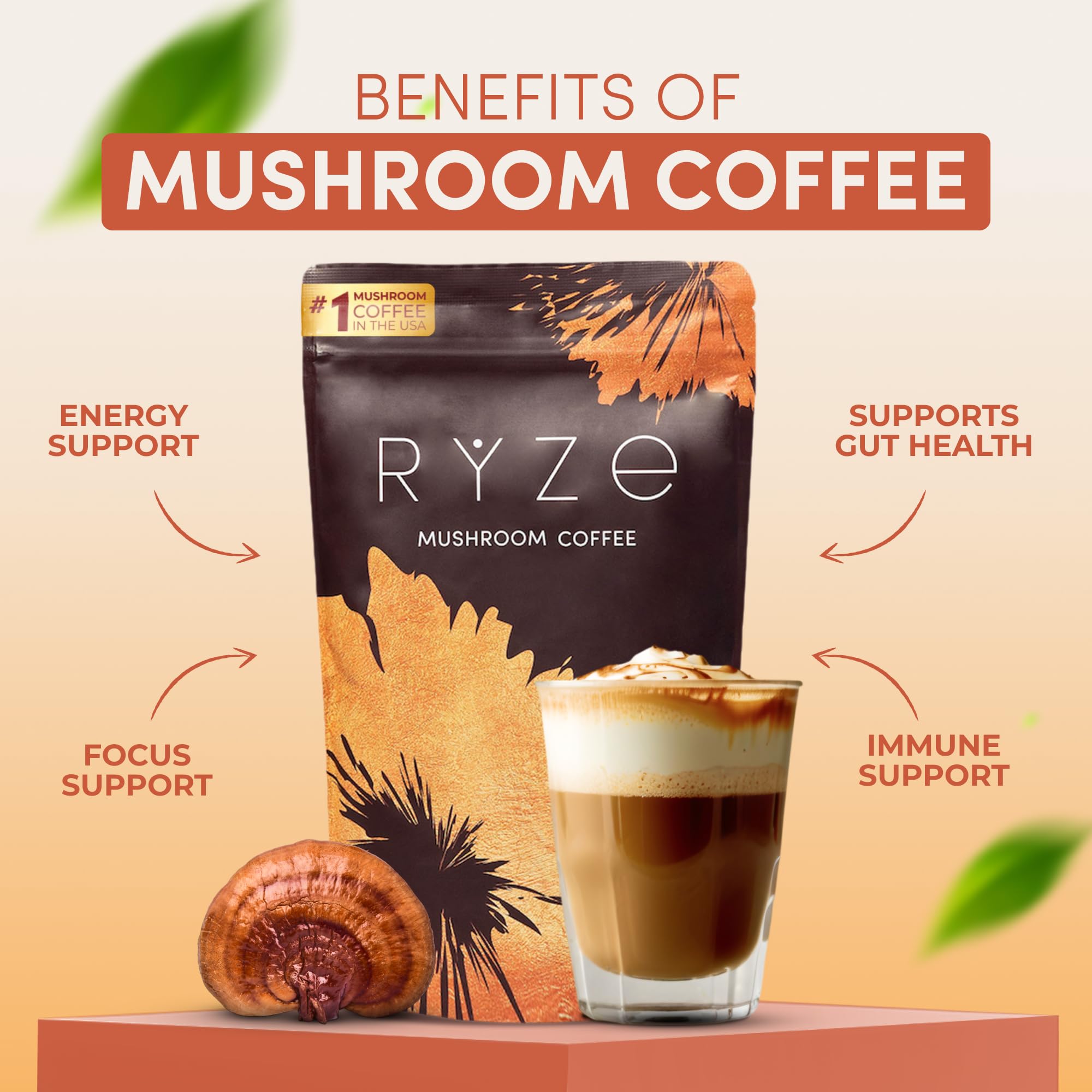 Bag of RYZE USDA Organic Mushroom Coffee