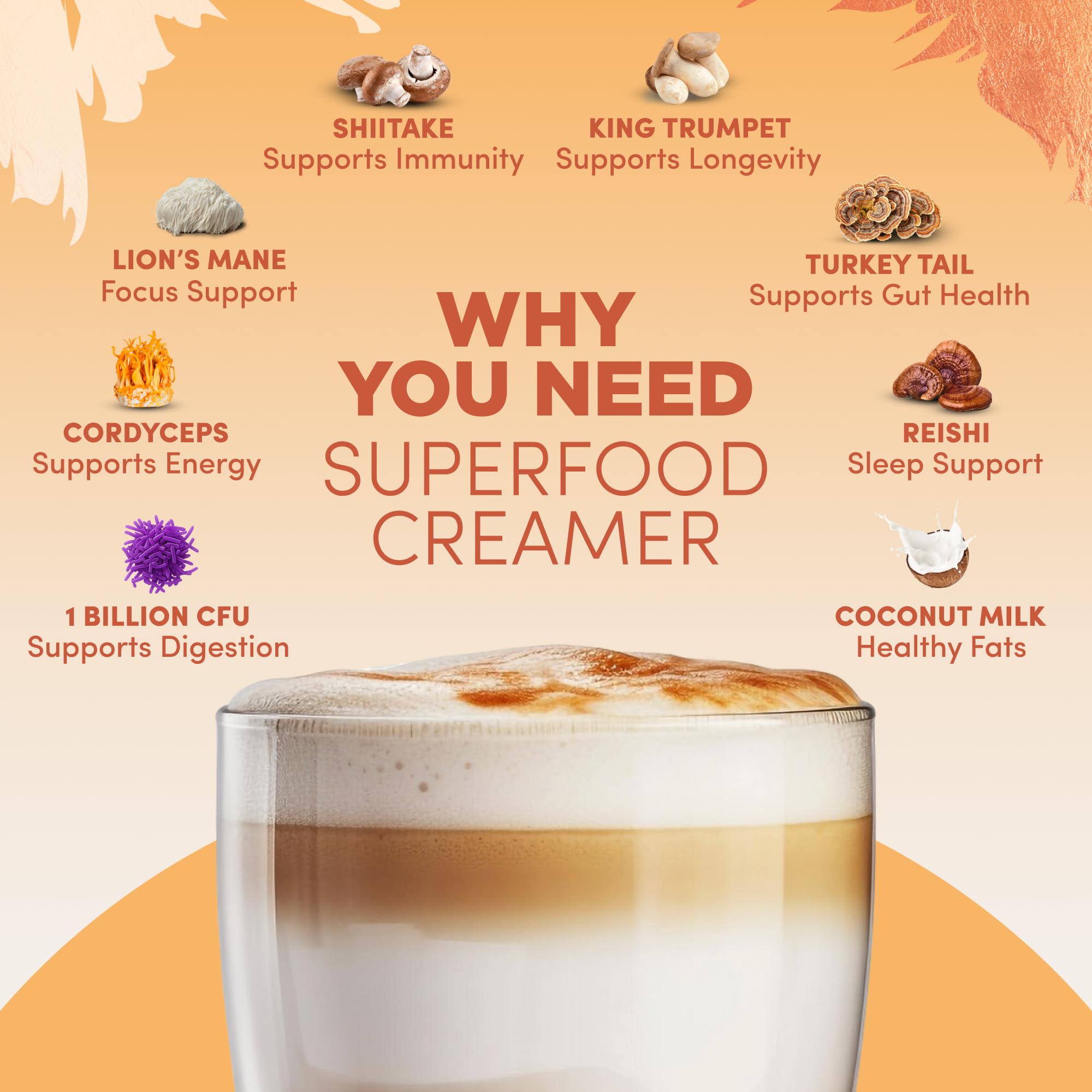 Creamy latte made with RYZE Probiotic Creamer