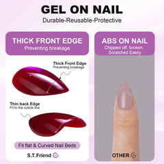 S.T. Friends press-on nails almond set in 16 sizes for custom fit