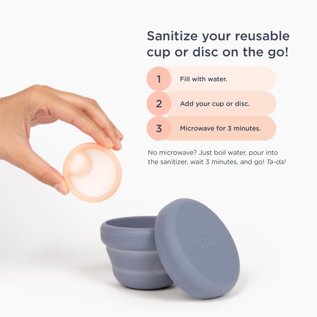 Saalt Compact Sanitizer BPA-free silicone design ensures safe cleaning of cups.