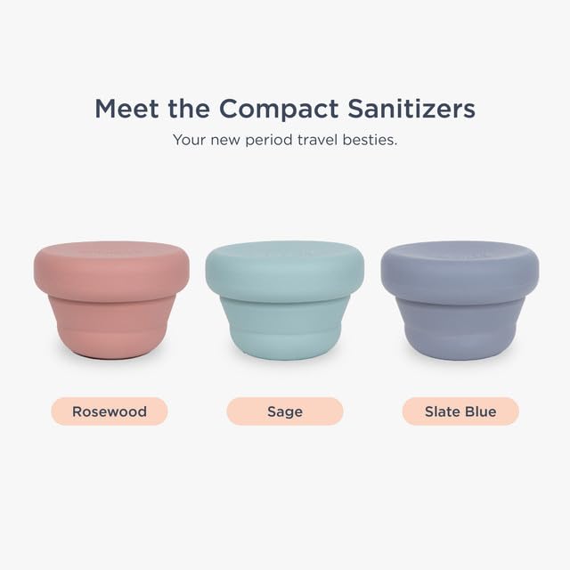 Saalt Compact Sanitizer stores flat, saving space in bags, purses, or dorm drawers.