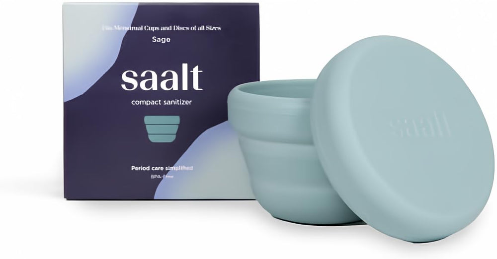 Saalt Compact Sanitizer foldable silicone steamer enables quick cleaning at home or on the go.