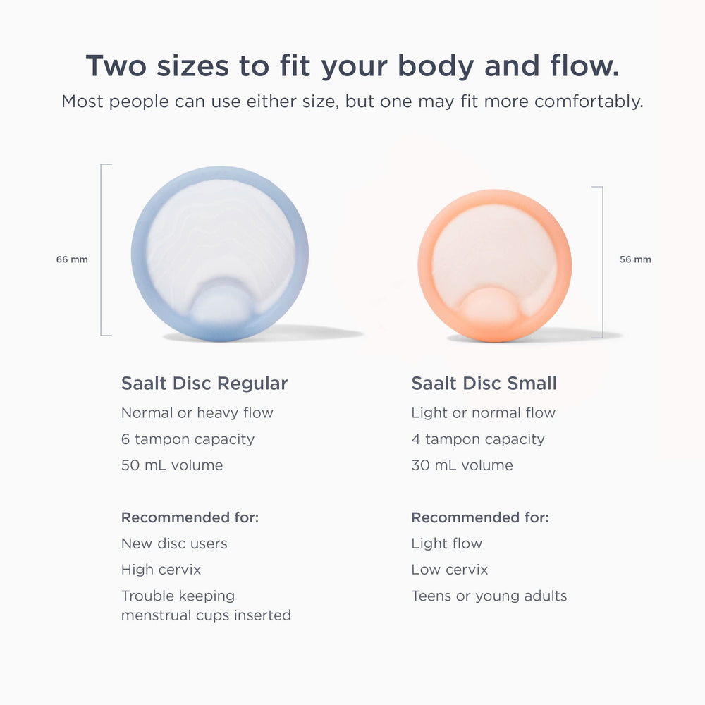 Saalt Disc tampon-alternative visual emphasizes no-mess period activity.
