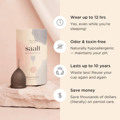 Saalt Soft uses medical-grade silicone, BPA-free and latex-free.