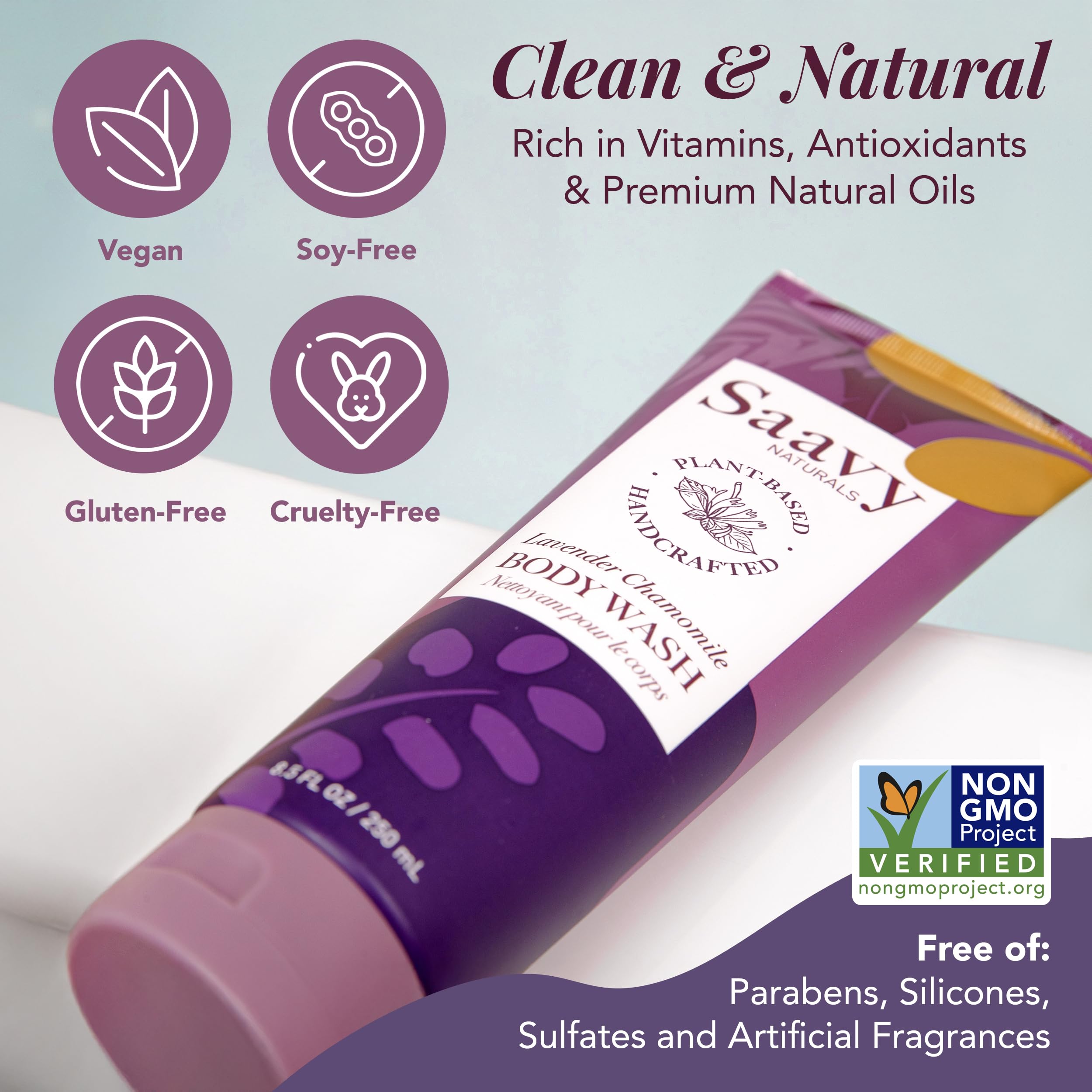 Saavy Naturals shea butter hydration image emphasizes rich, skin-softening formula.