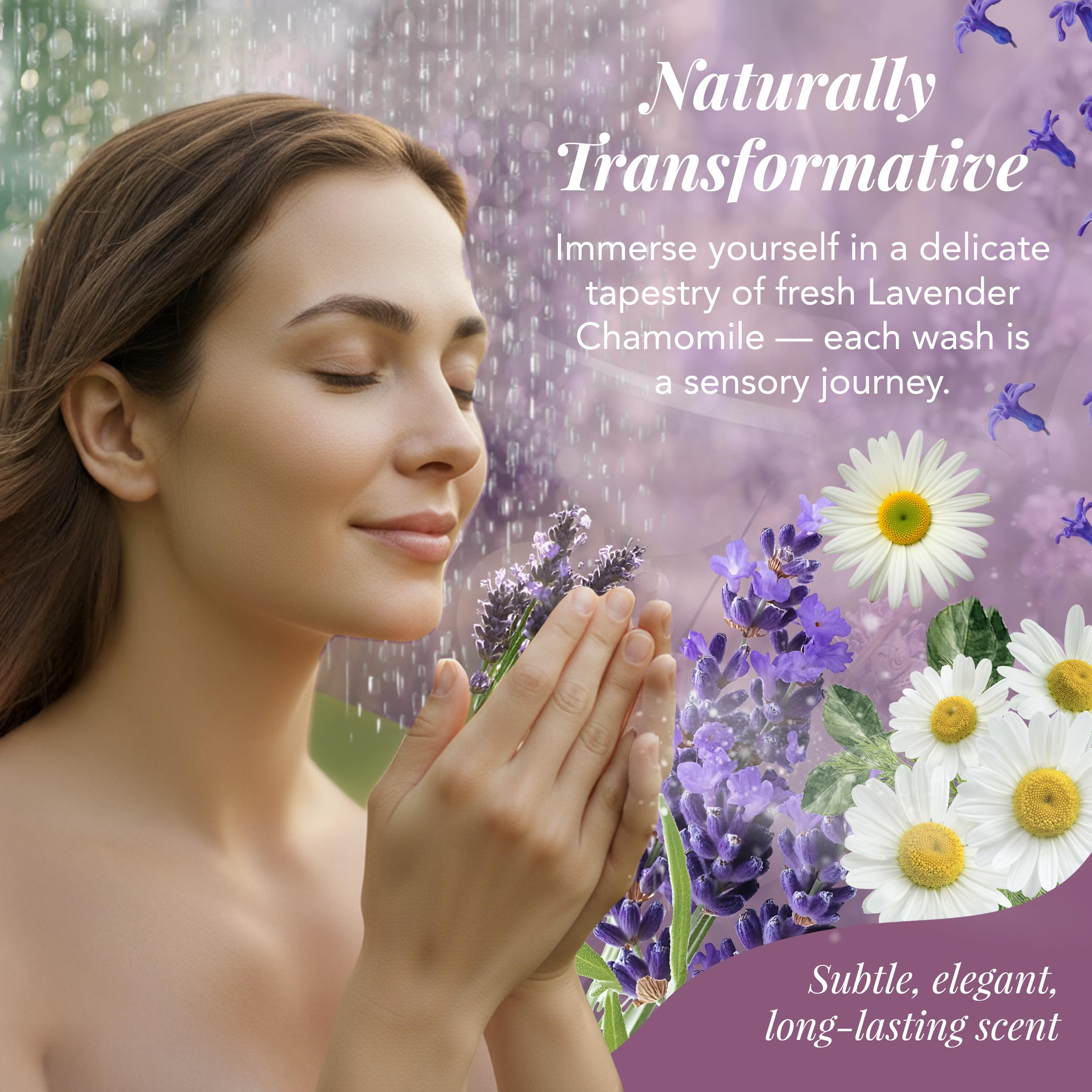 Saavy Naturals spa-like shower experience with lavender chamomile fragrance.