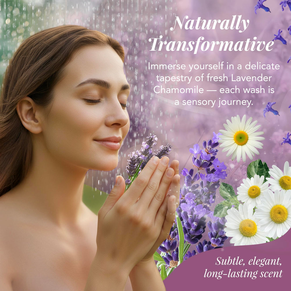 Saavy Naturals spa-like shower experience with lavender chamomile fragrance.