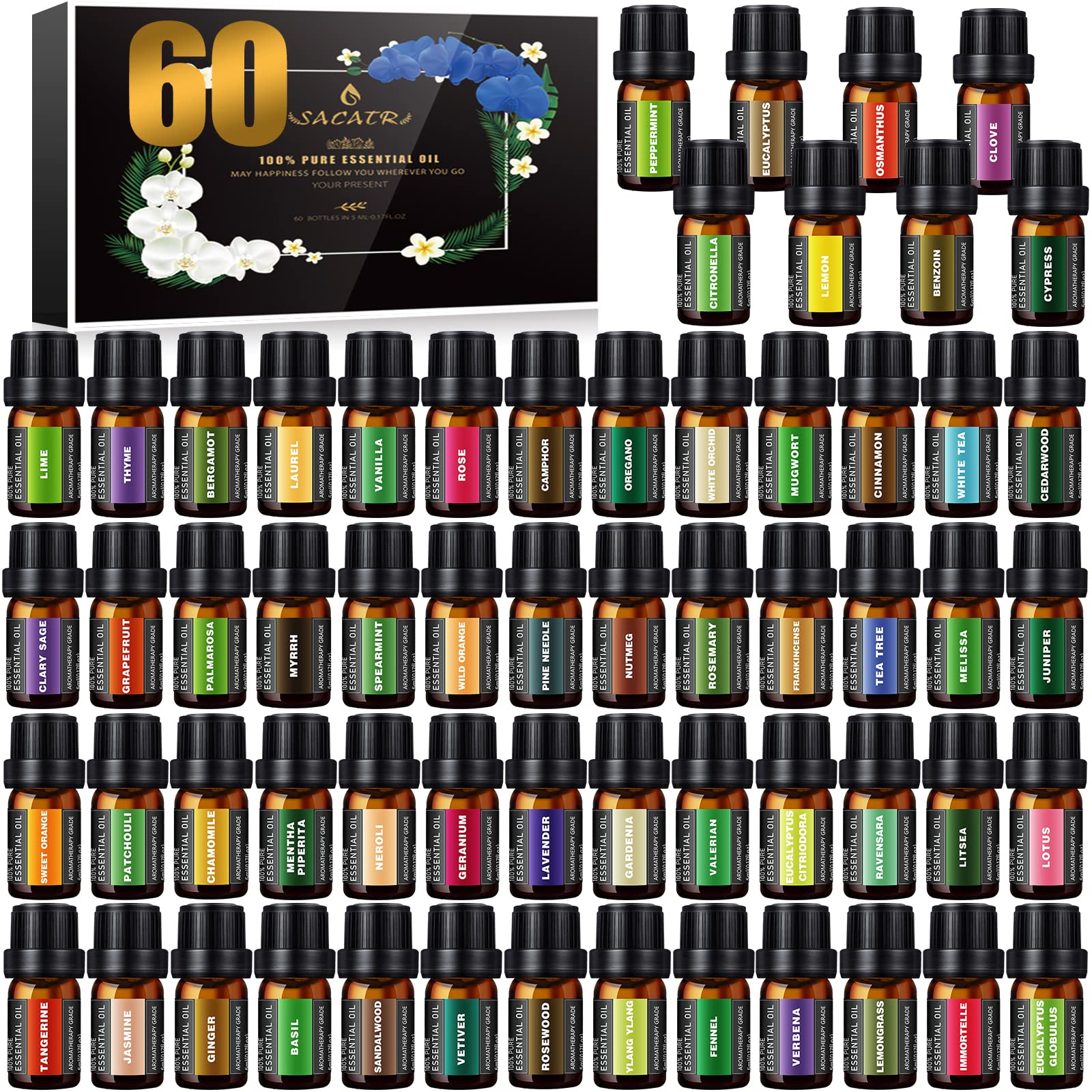 SACATR 60-bottle essential oils set gift box