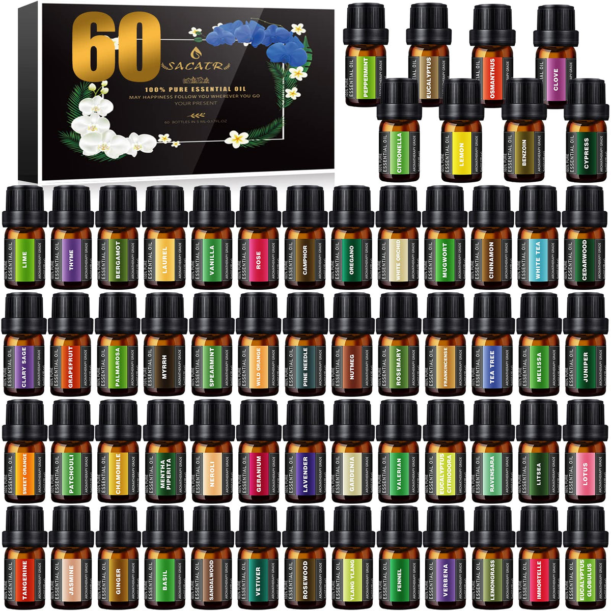 SACATR 60-bottle essential oils set gift box