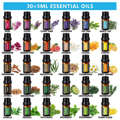 Set of 30 natural essential oils included with SACATR diffuser