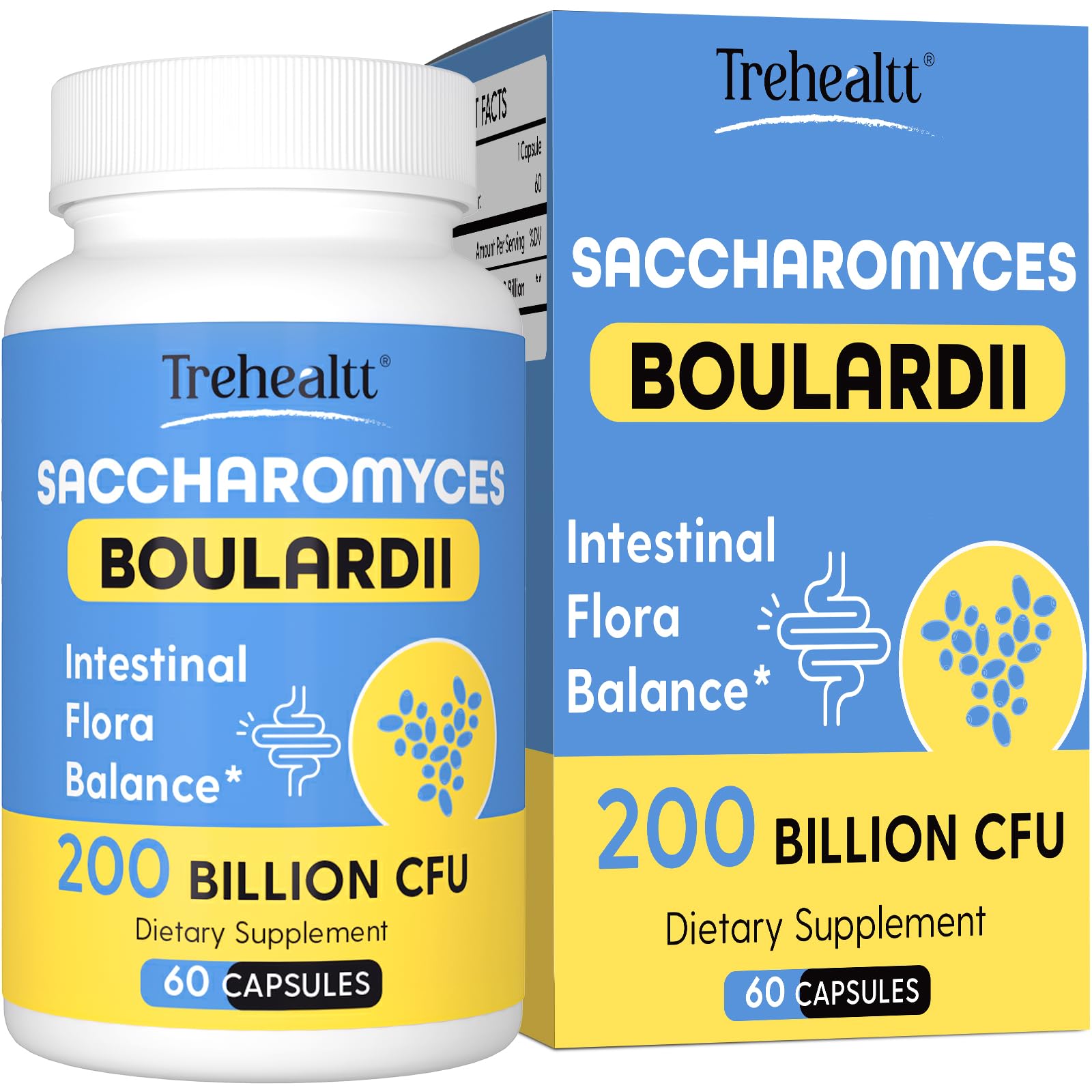 Saccharomyces boulardii probiotic 200B CFUs bottle