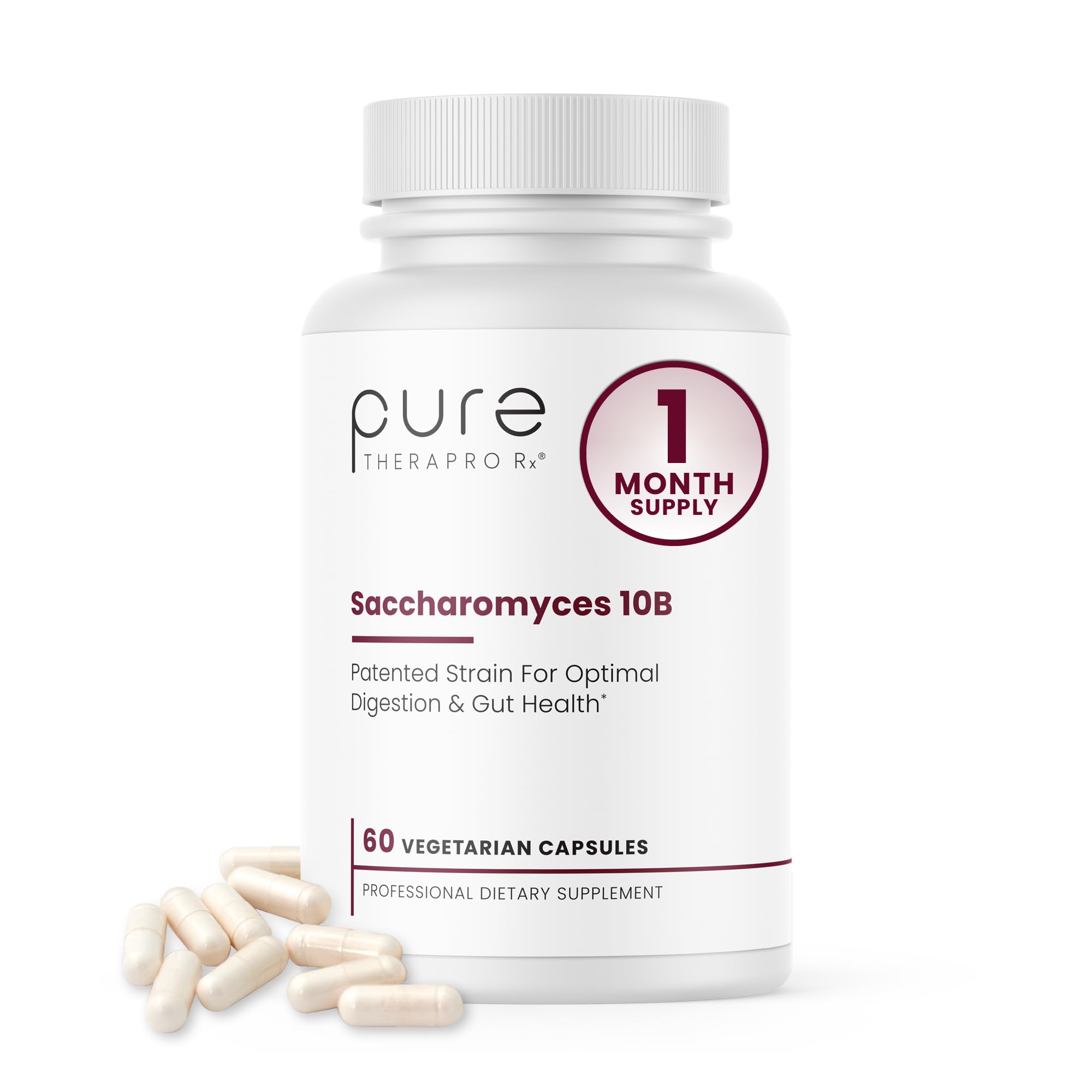 Saccharomyces boulardii probiotic capsule bottle with 10B CFU