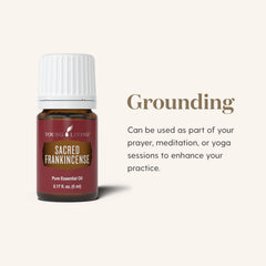 Calming meditation setup featuring sacred frankincense oil