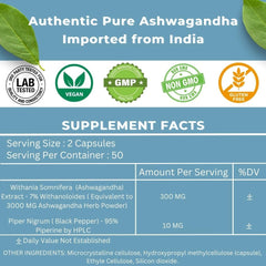 Supplement facts showing 300 mg extract per capsule