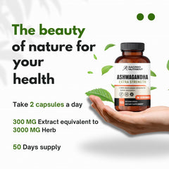 Packaging box and bottle display of Sacred Nutrient Ashwagandha