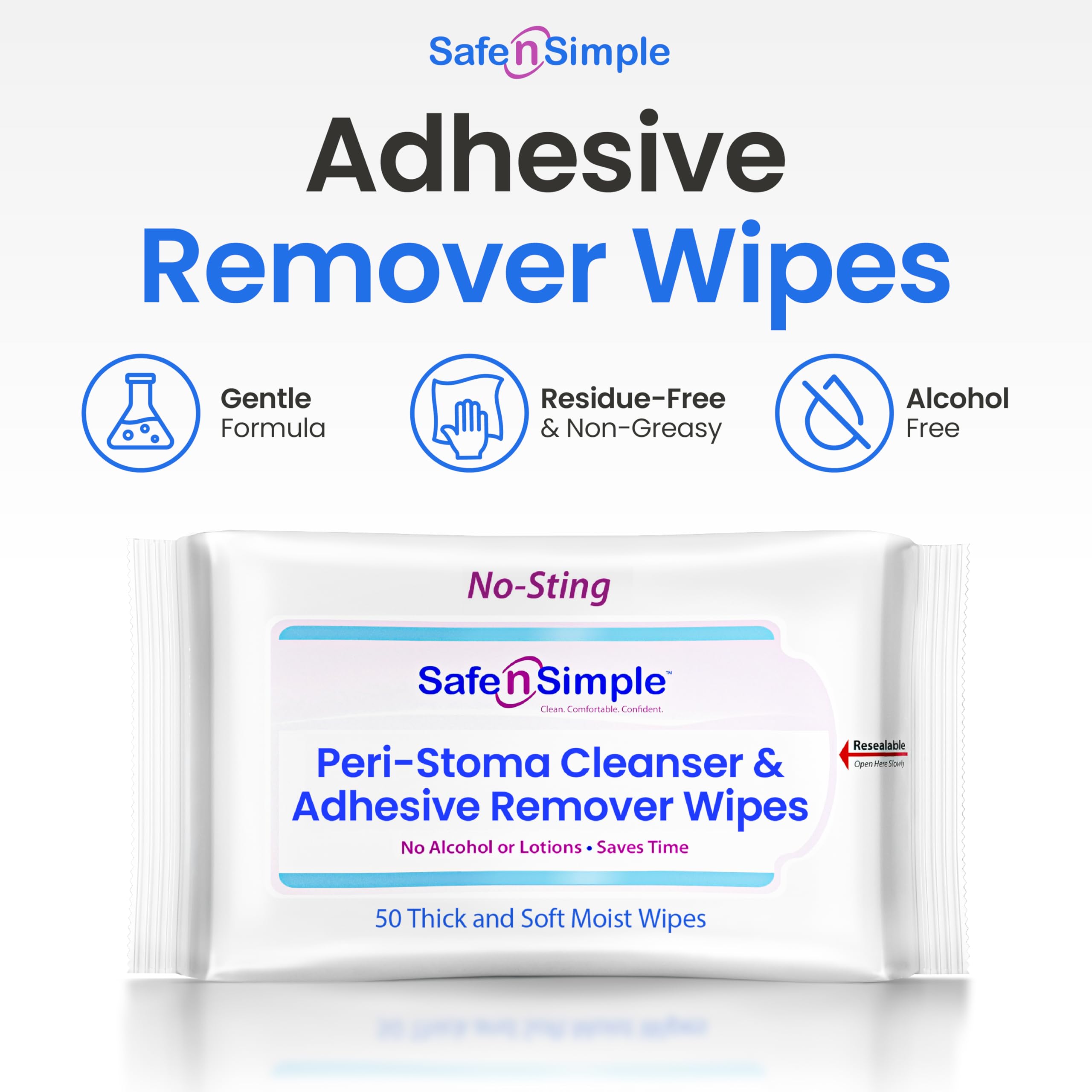 Safe n’ Simple wipe texture detail showing gentle removal