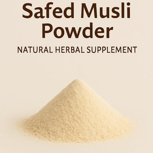 Close up of Safed Musli powder texture