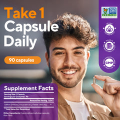 Saffron capsules showing 88.5 mg saffron extract per capsule