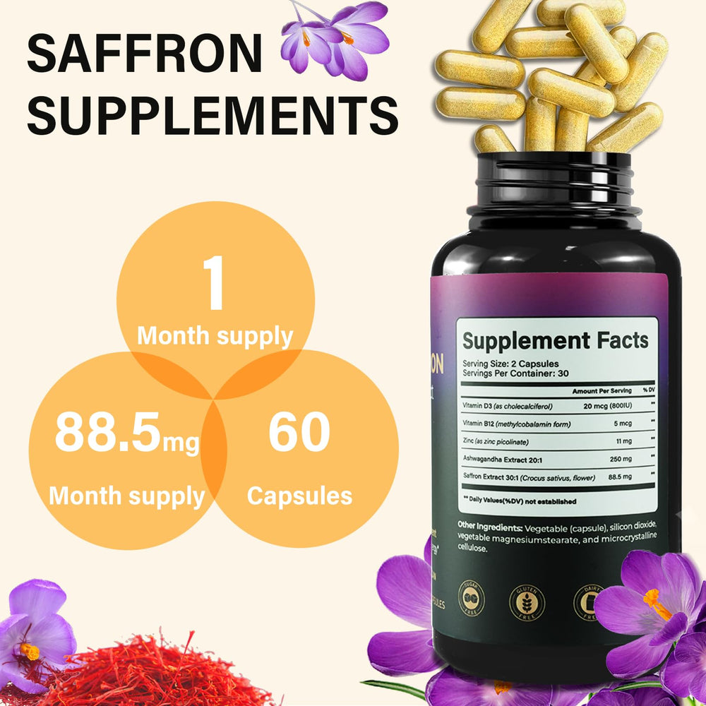 Packaging and display of saffron capsules – vegan, non-GMO