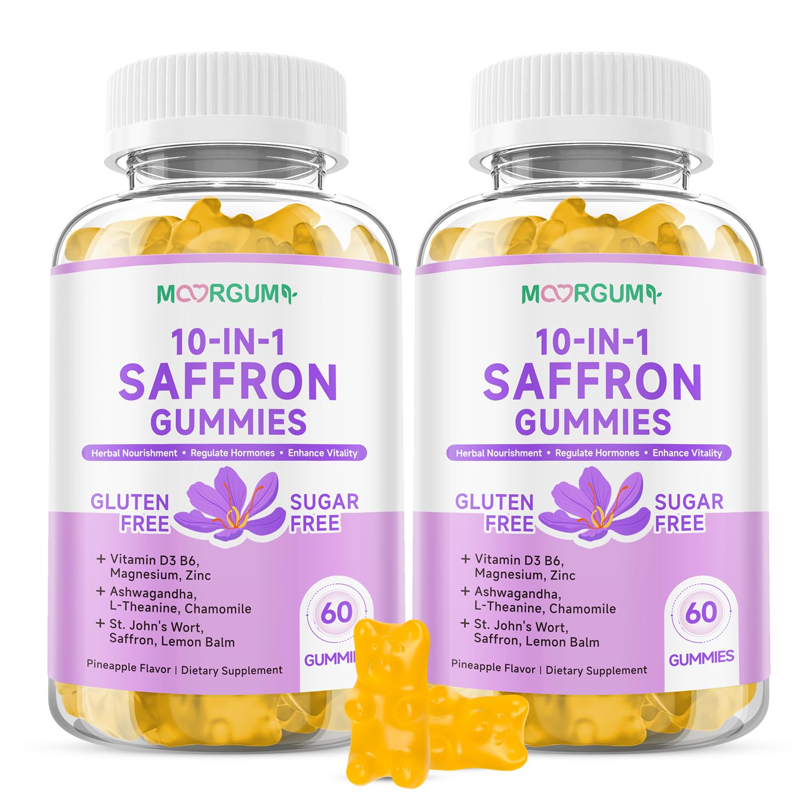 Front view of Saffron Gummies bottle