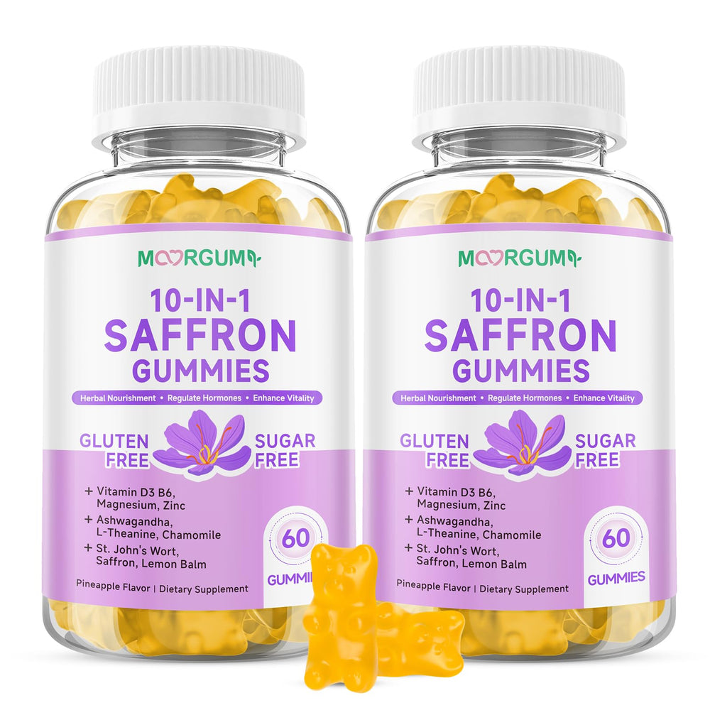 Front view of Saffron Gummies bottle