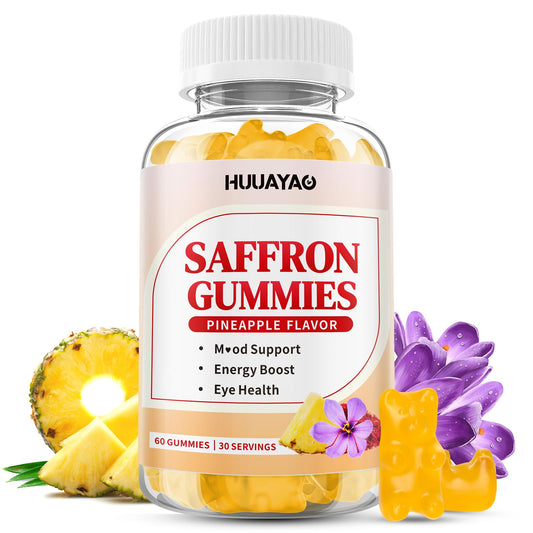 Bottle of 10-IN-1 Saffron Gummies Pineapple flavor 60 count