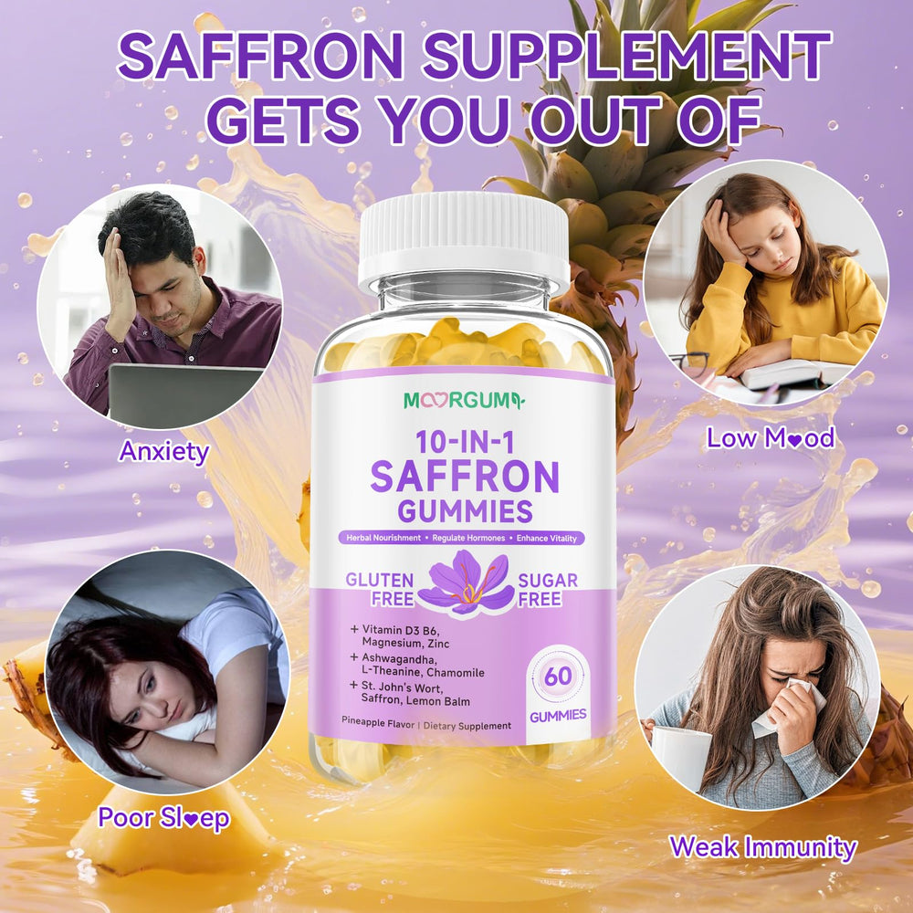 Label highlighting saffron amount (88.5 mg) per serving