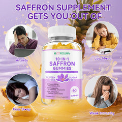 Label highlighting saffron amount (88.5 mg) per serving