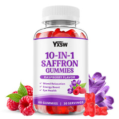 Saffron Gummies Raspberry flavor bottle, 60-count