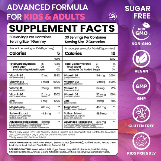 Packaging image for saffron gummies – 60 count, peach flavor