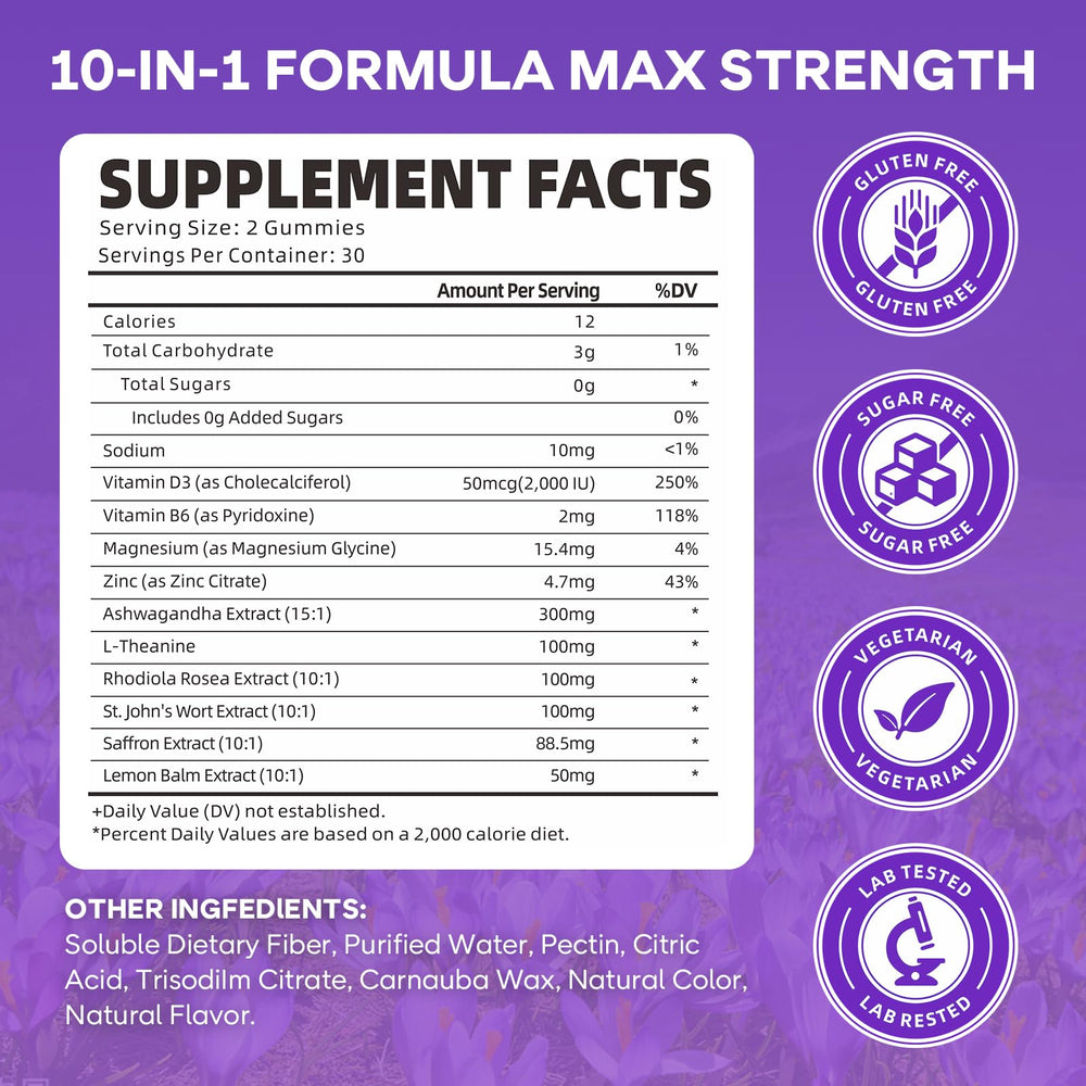 Label showing 88.5 mg saffron extract per serving