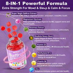 Front of saffron gummies bottle with label