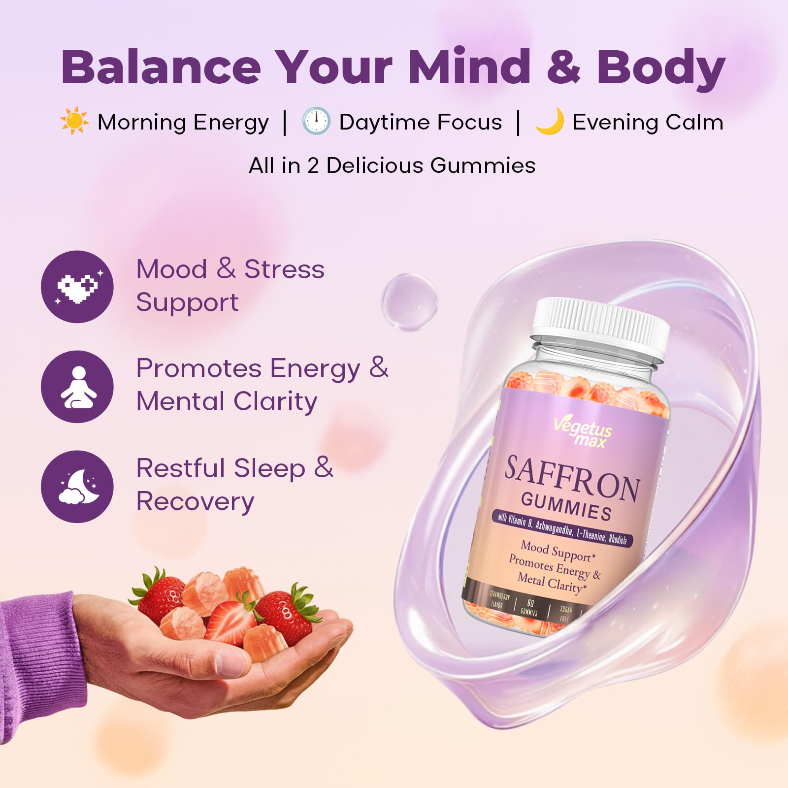 Saffron gummies for focus and daytime energy