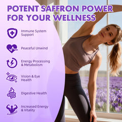 Mood and focus benefits illustration with saffron gummies