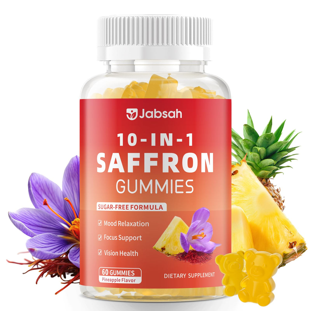 Saffron Gummies for mood and focus 60-count bottle