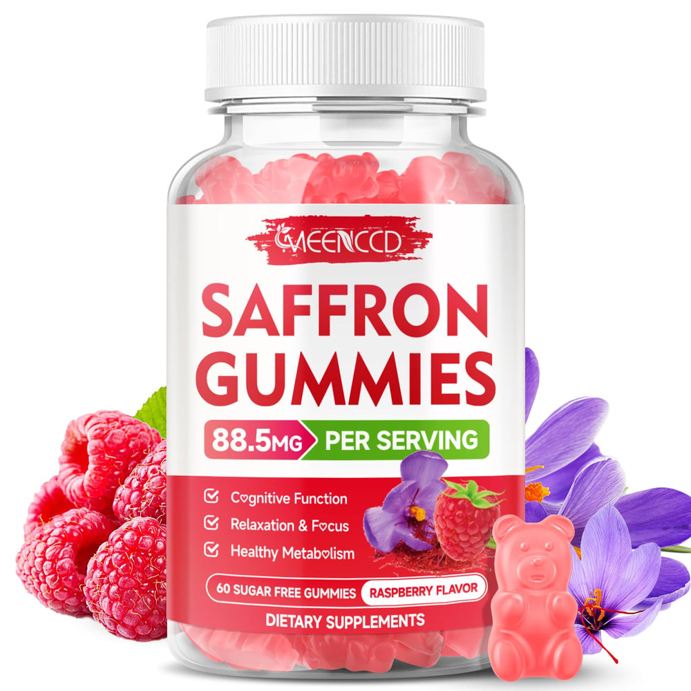 Saffron Gummies Raspberry Flavor bottle - 60 count