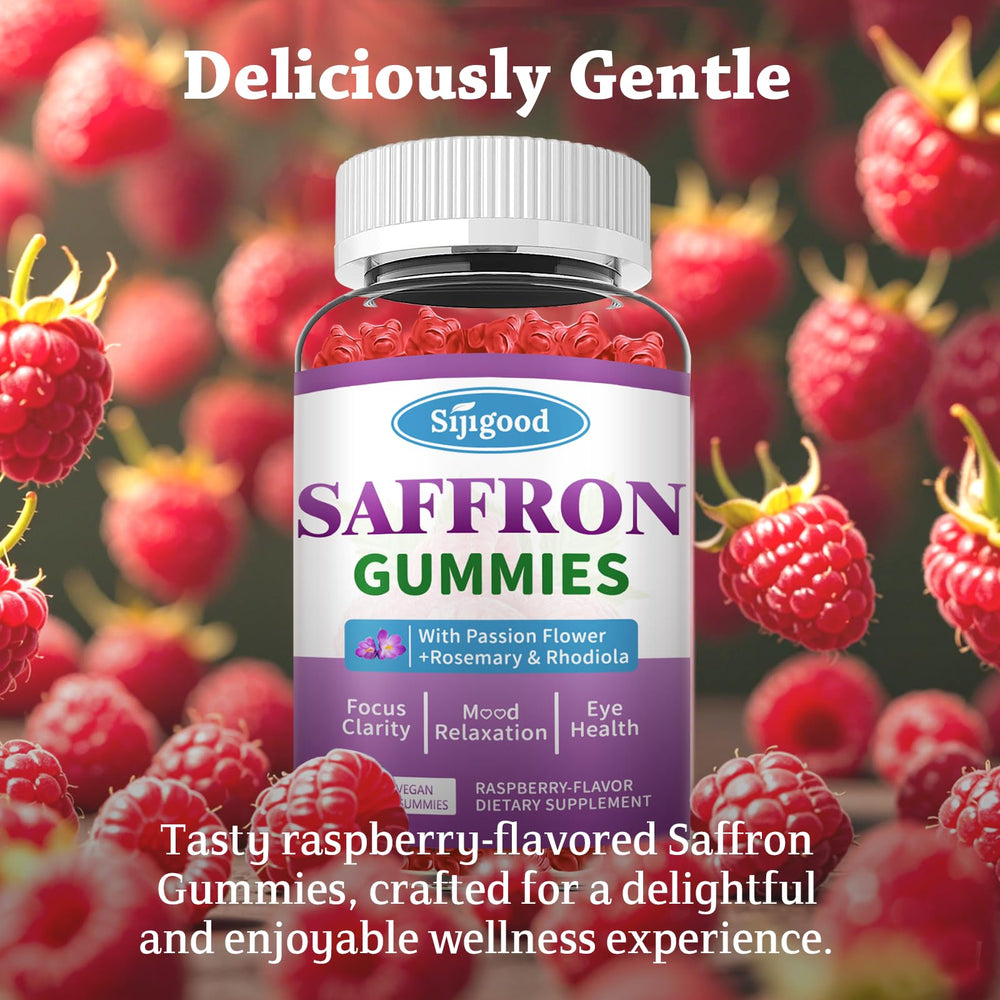 Lifestyle image of a relaxed person taking saffron gummies