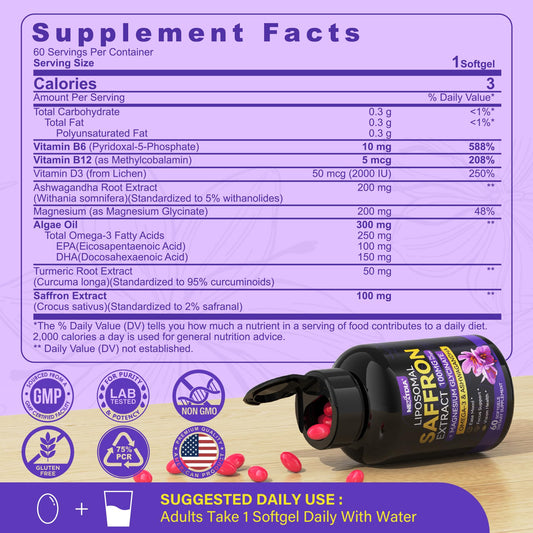 Close-up of saffron extract softgel