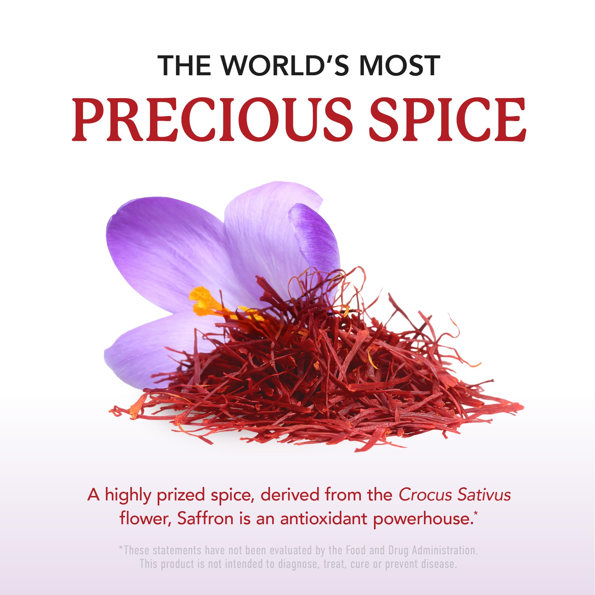 90-count saffron supplement bottle on a neutral background