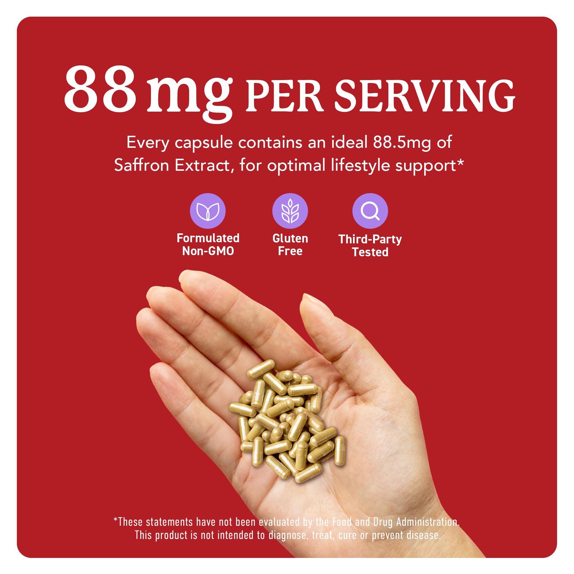 Vegan, gluten-free saffron supplement packaging