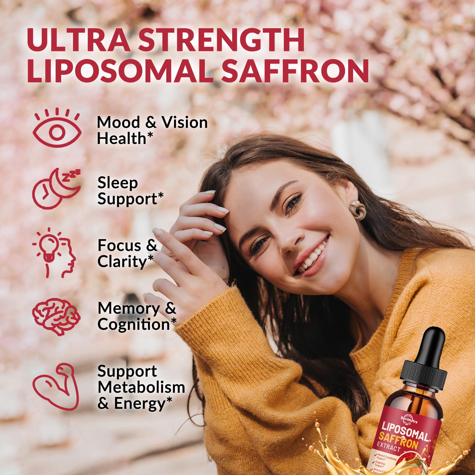 Dropper releasing strawberry saffron liposomal liquid