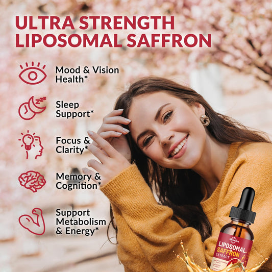 Dropper releasing strawberry saffron liposomal liquid