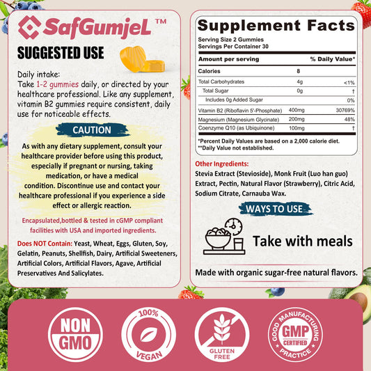 Close-up view of Safgumjel Vitamin B2 Gummies
