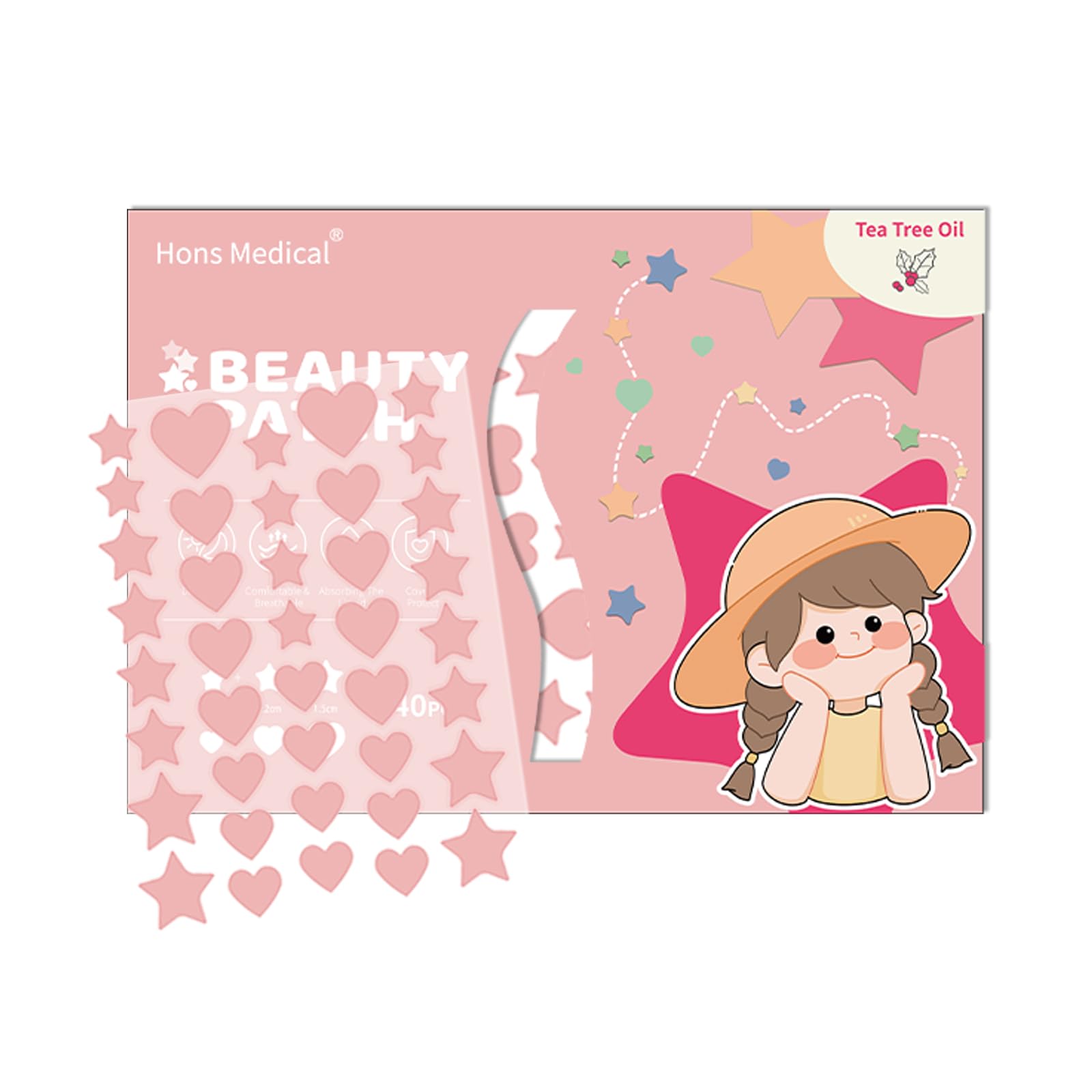 Safirst hydrocolloid pimple patch star heart pack provides breathable overnight coverage.