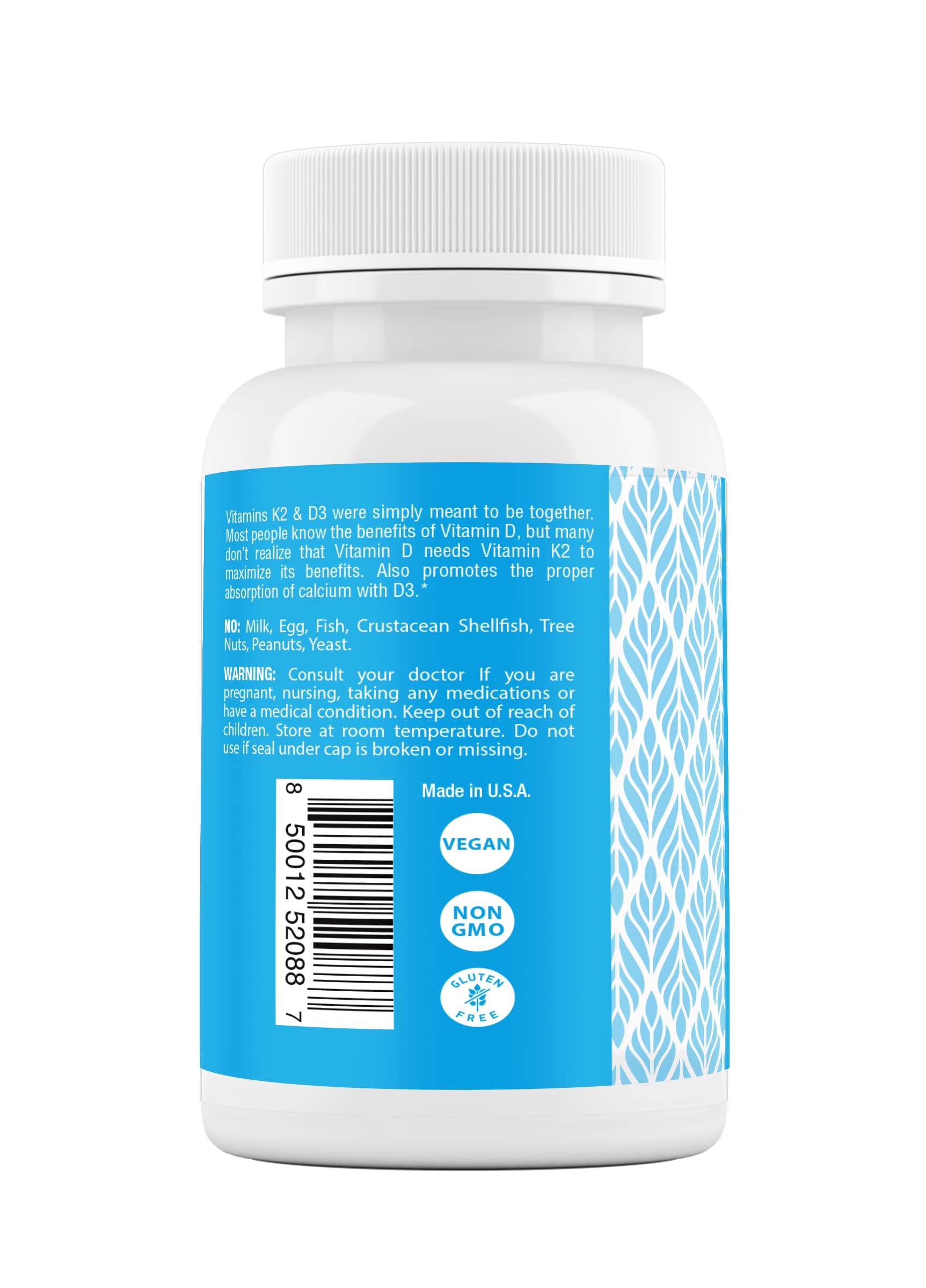 Close-up of vegan capsules of Safrel Vitamin K2 MK7 with D3