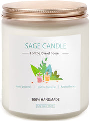 Sage candle 8oz jar with label on display